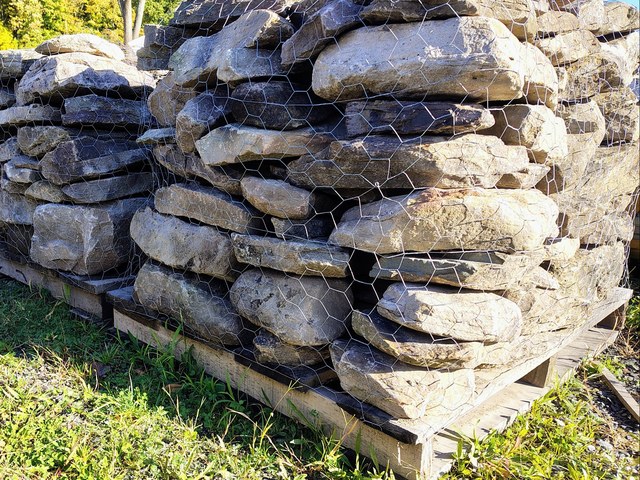 Pallets of bluestone heavy fieldstone
