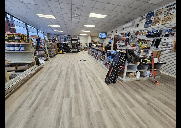 MSI Everlife Studio luxury vinyl plank installed in the Orange County Mason Supply showroom