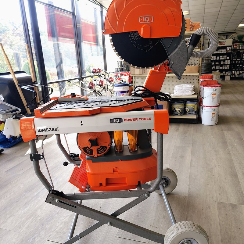 iQ Power Tools iQMS362i dustless masonry saw in the Orange County Mason Supply showroom