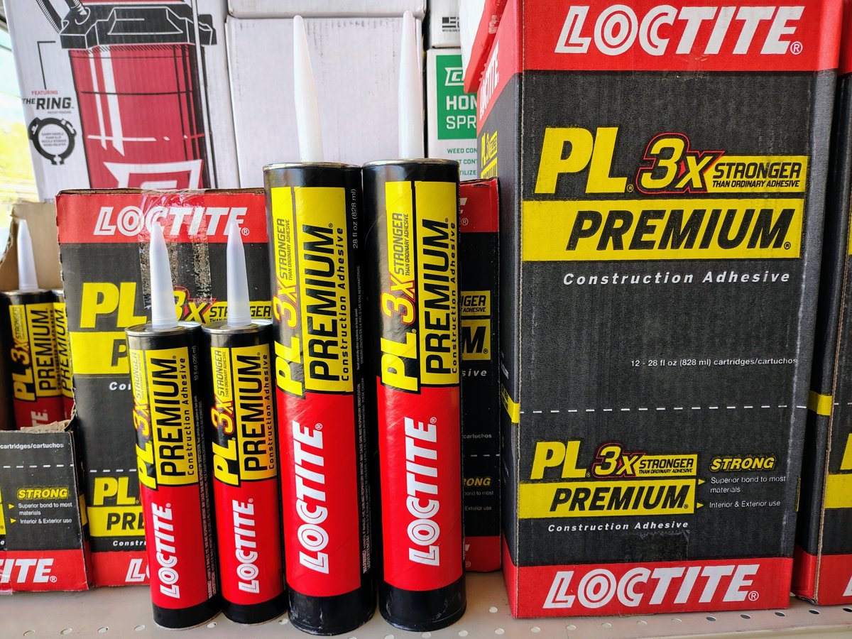 Loctite PL Premium construction adhesive tubes in 10 oz and 28 oz sizes