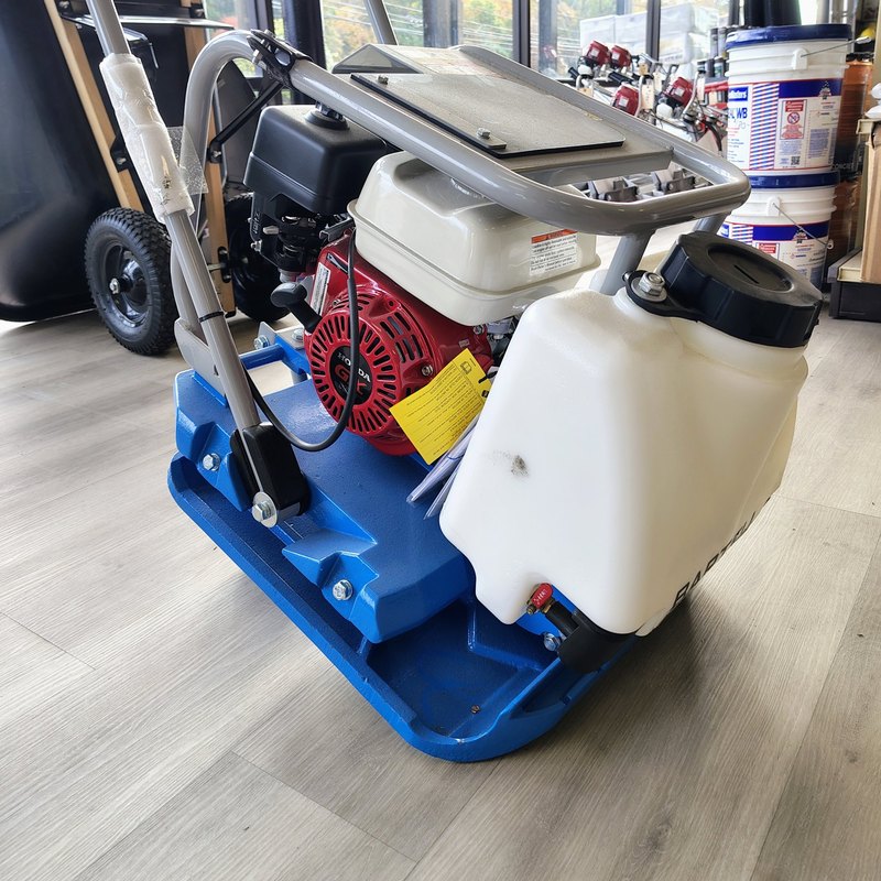 Bartell BCF1570 plate compactor with water tank in the showroom