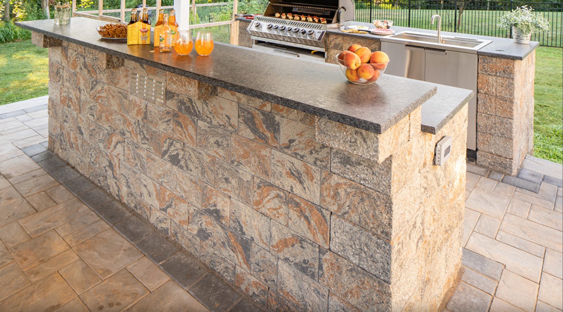Cambridge outdoor kitchen island kit with grill and countertop
