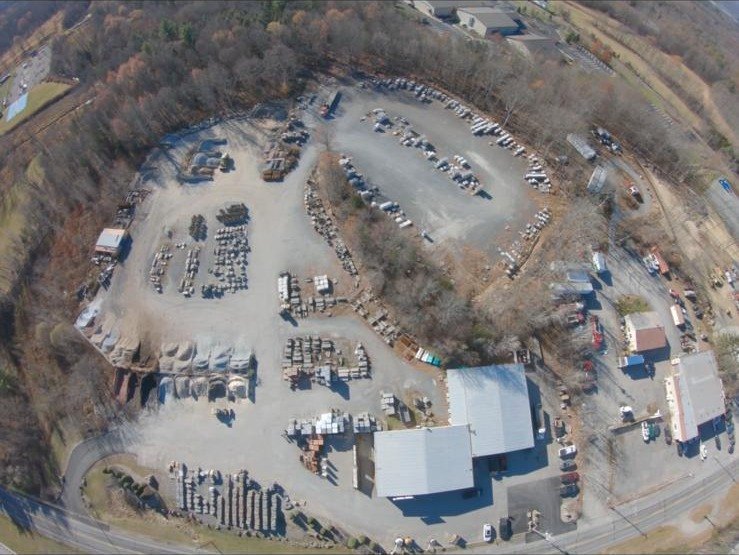 Aerial view of the Orange County Mason Supply yard in Middletown, NY